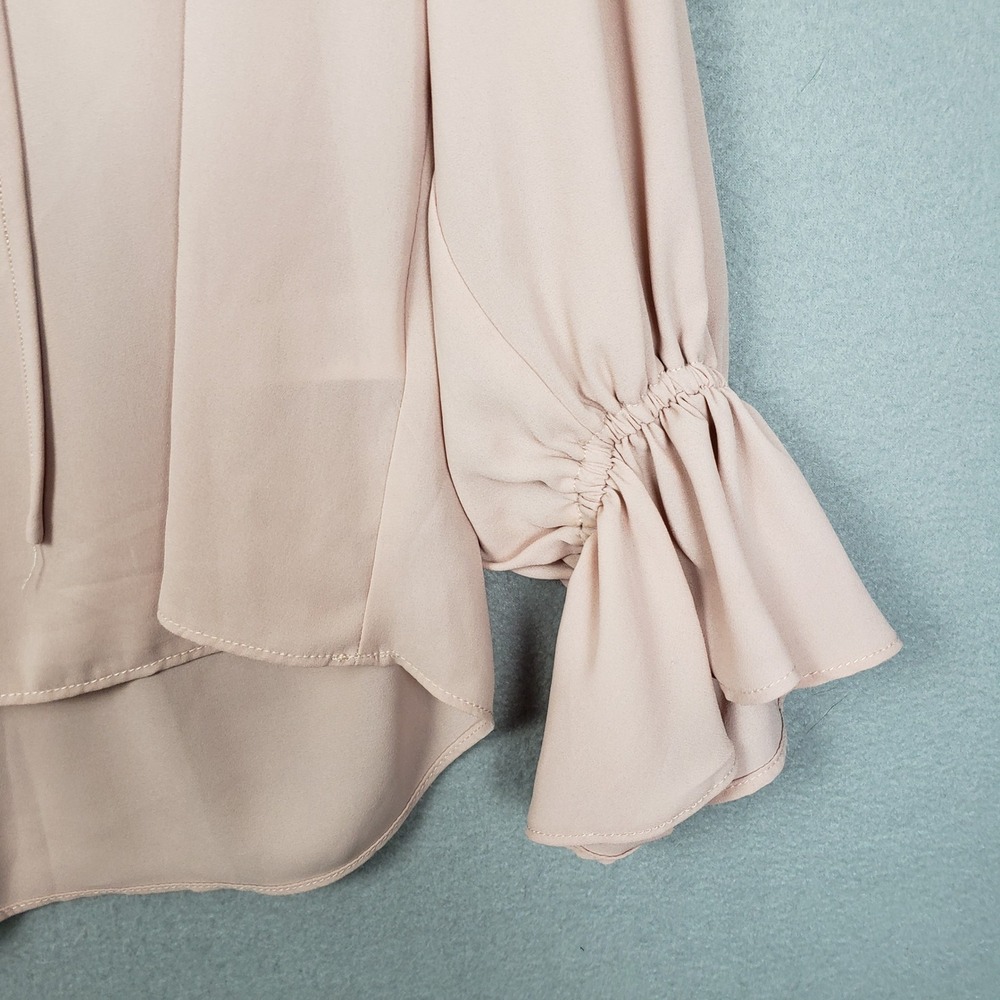 T Tahari 1X Ruffled Wrist Peasant Top Blush Pink Office Feminine Spring Career - Picture 3 of 8